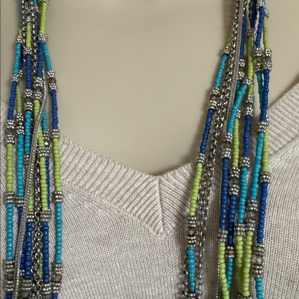 Chico’s Multi Strand Beaded Necklace Statement (BR1010/4) - Picture 6 of 11